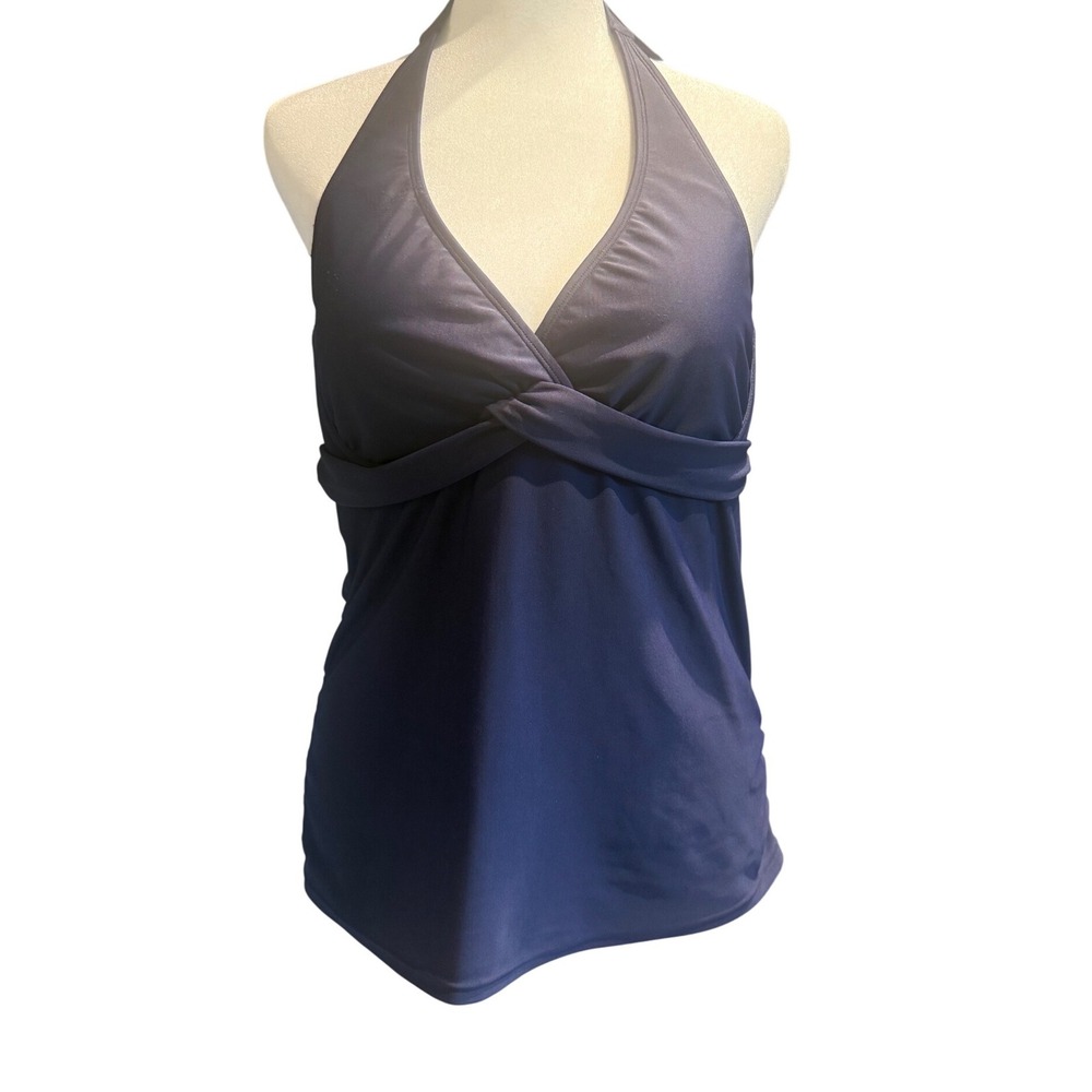 Athleta Navy Blue Halter Tankini Top Twisted Knot Bust 38‎ B/C Navy Swimwear